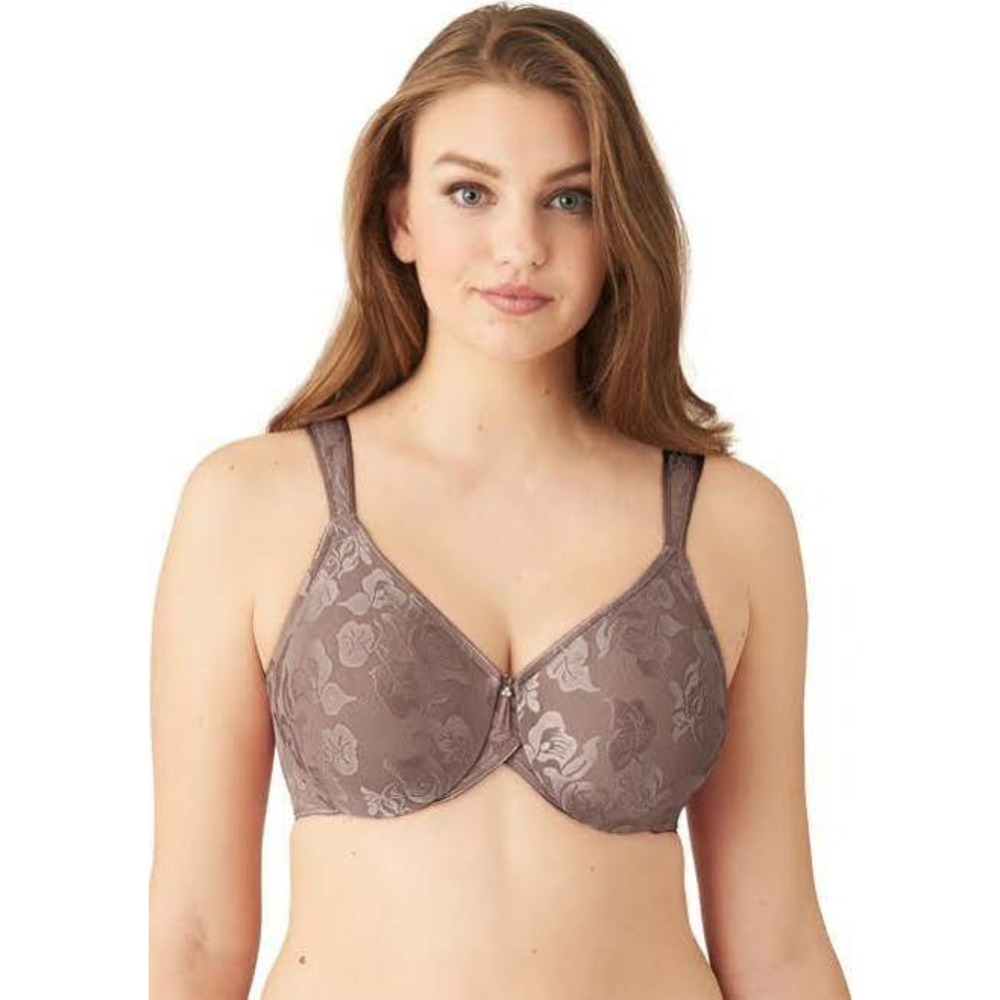 Floral Lace Wacoal Awareness Underwire Bra Full Coverage 40C Taupe Brown